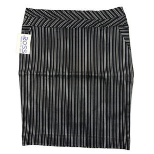 Mixxed26 Women LARGE Black Striped Pencil Straight Stretch Pull On Skirt Bottom